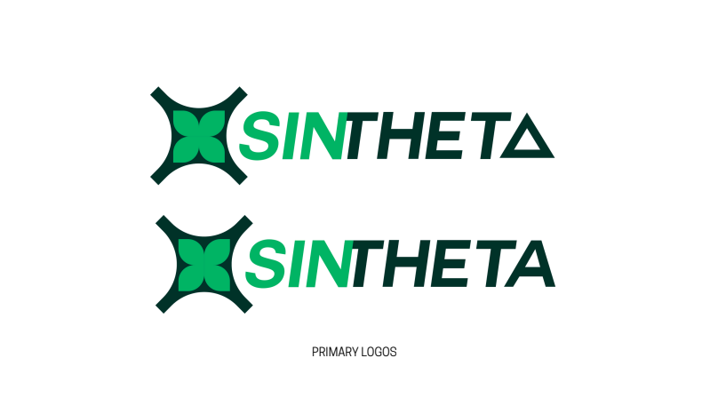 Sintheta logo system and color palette